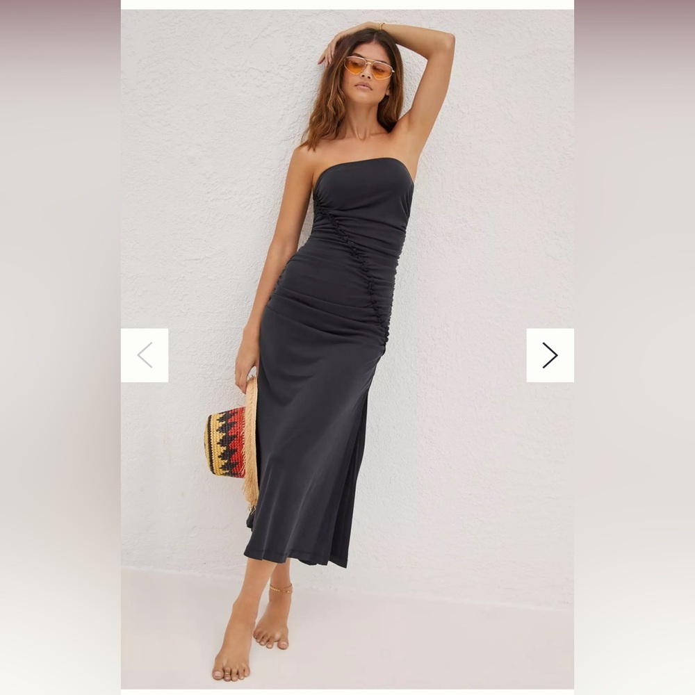 Anthropologie- The Gabbie Strapless Ruched Tube Dress by Celandine
